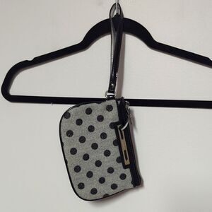 Nine West Gray and Black Polka Dot Wristlet